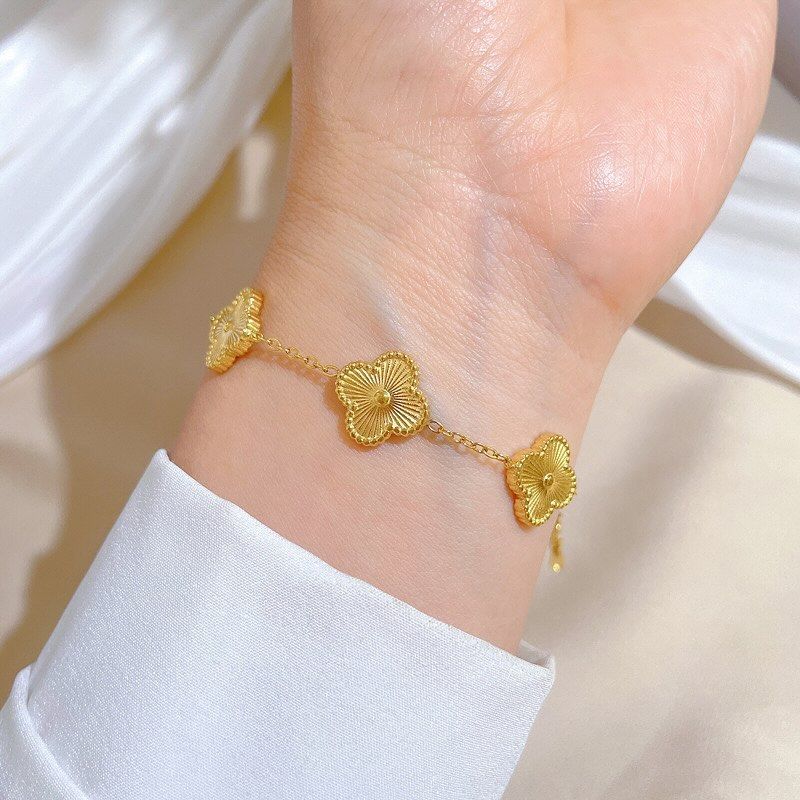 Golden Clover Charm Bracelet