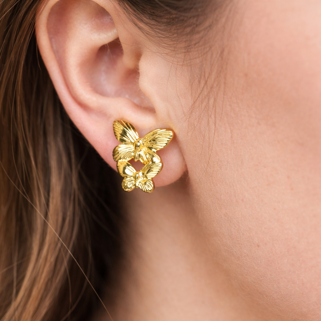 Luna Flutter Gold Studs