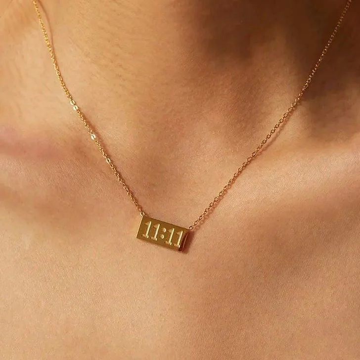 11:11 Manifestation Gold Bar Necklace