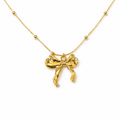 Golden Ribbon Bow Pendant Necklace