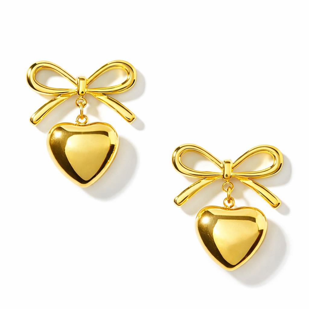 Coquette Bow Heart Earrings