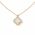 Reversible White Clover Elegance Pendant Necklace