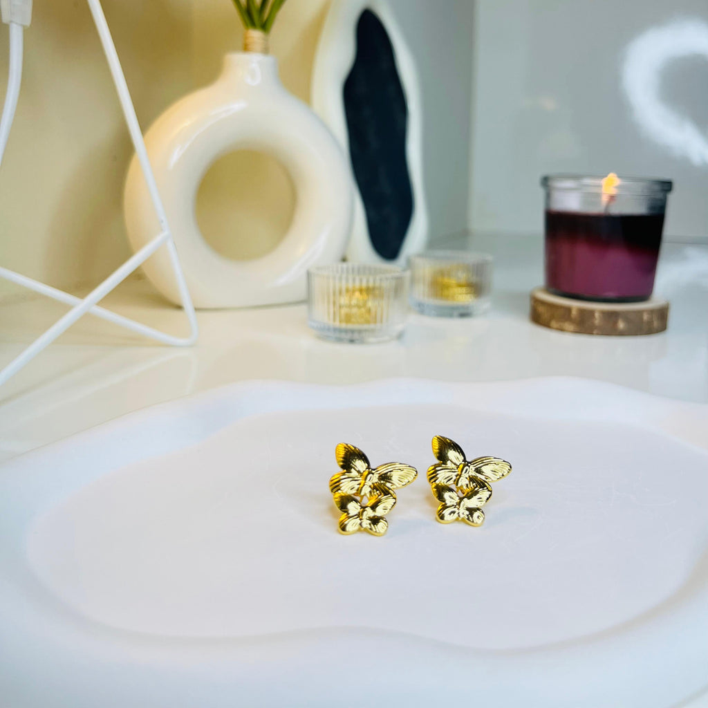 Luna Flutter Gold Studs