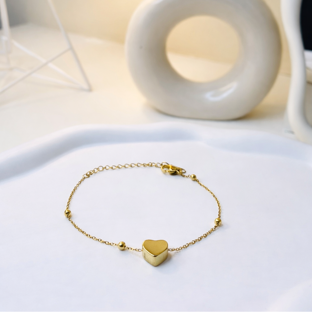 Golden Heart Bead Bracelet