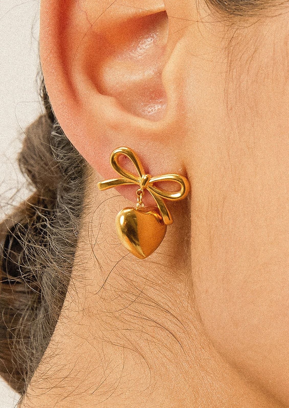 Coquette Bow Heart Earrings