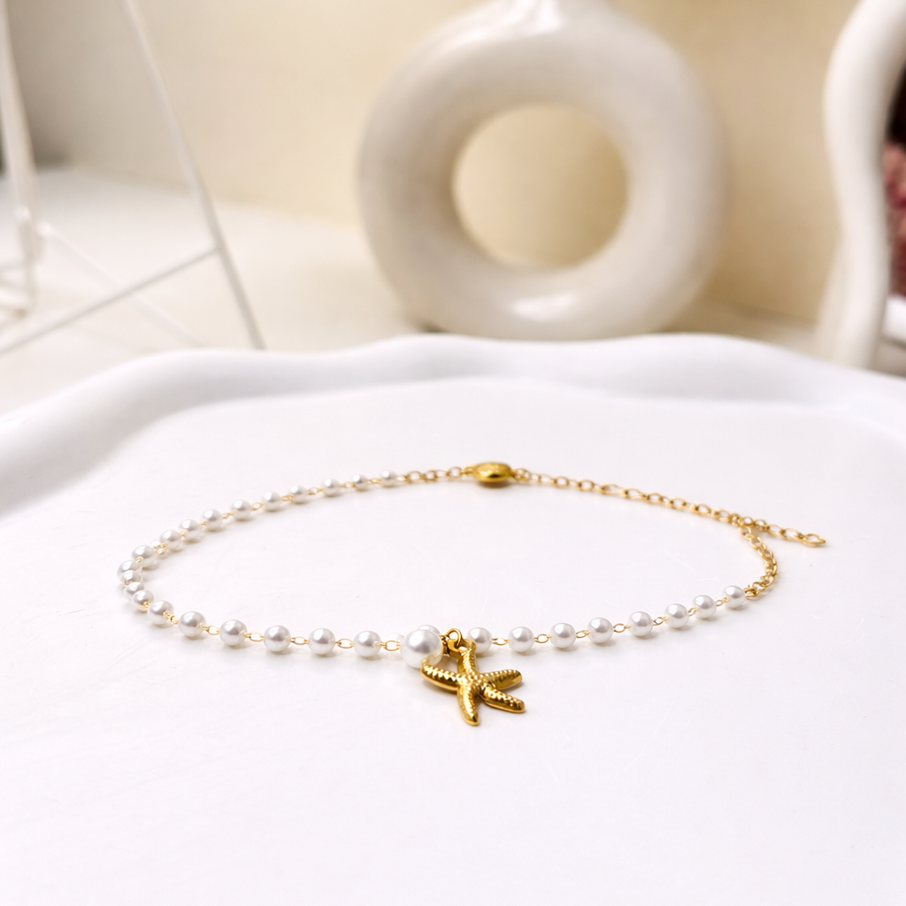 Pearl Starfish Charm Bracelet