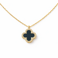 Reversible Midnight Clover Pendant Necklace