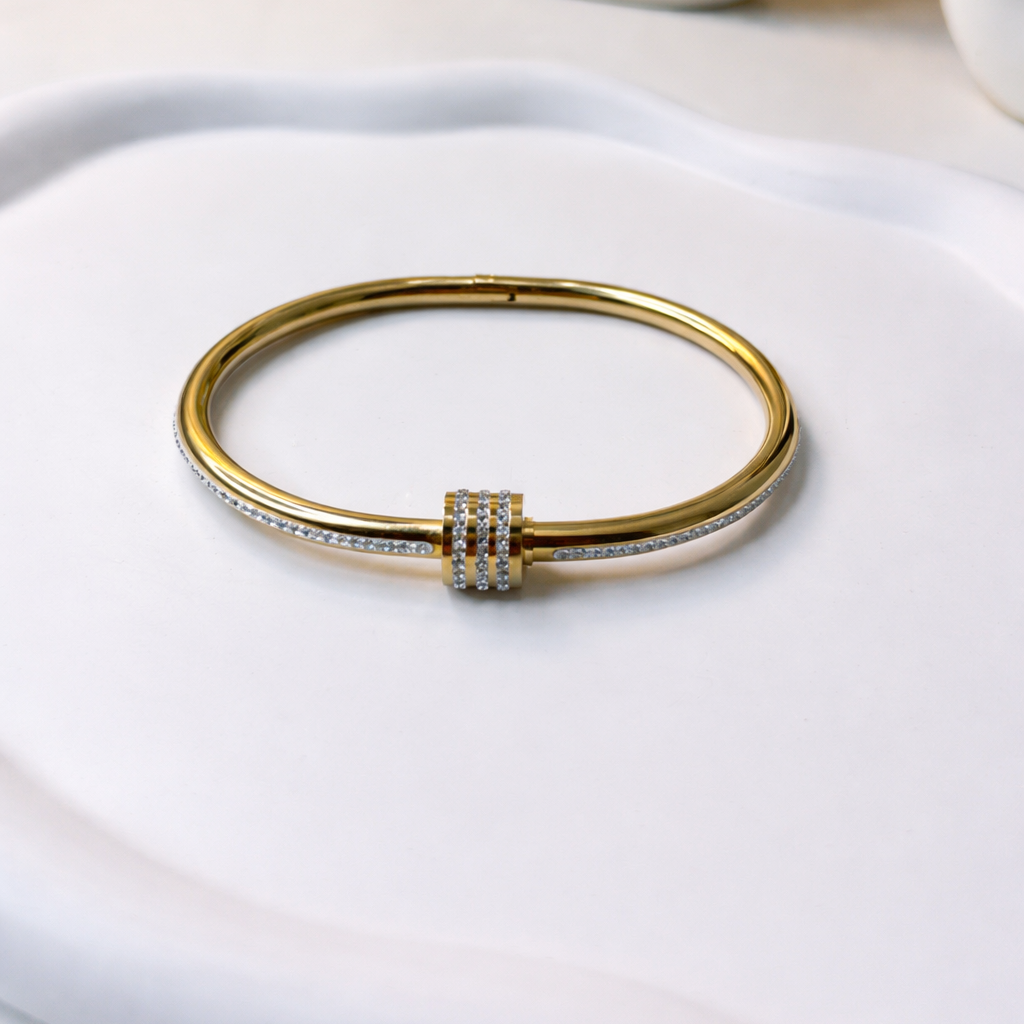 Crystal Accent Gold Bangle