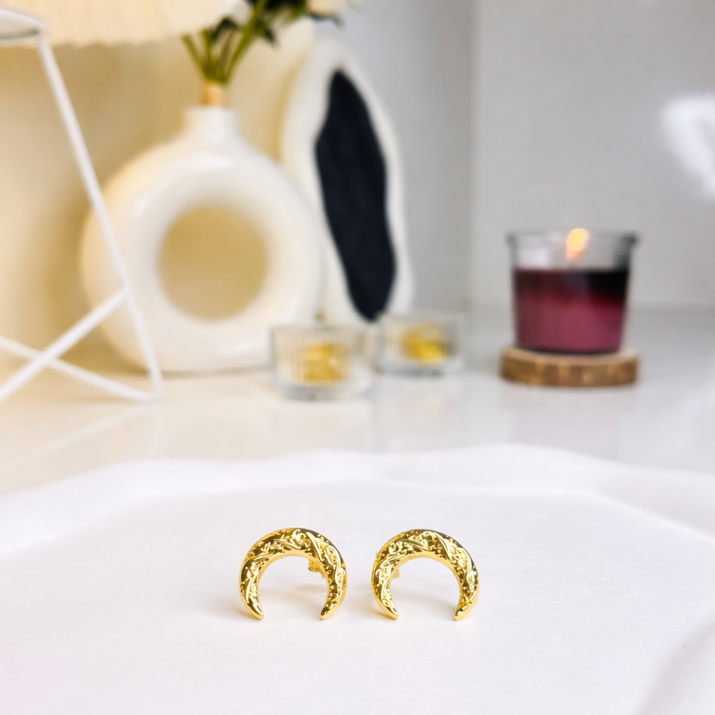 Golden Crescent Moon Earrings