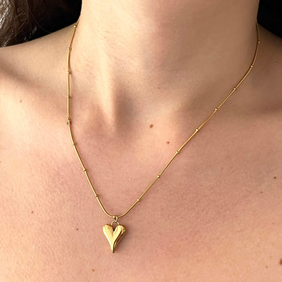 Golden Heart Charm Necklace
