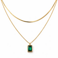 Emerald Radiance Double Layer Pendant Necklace