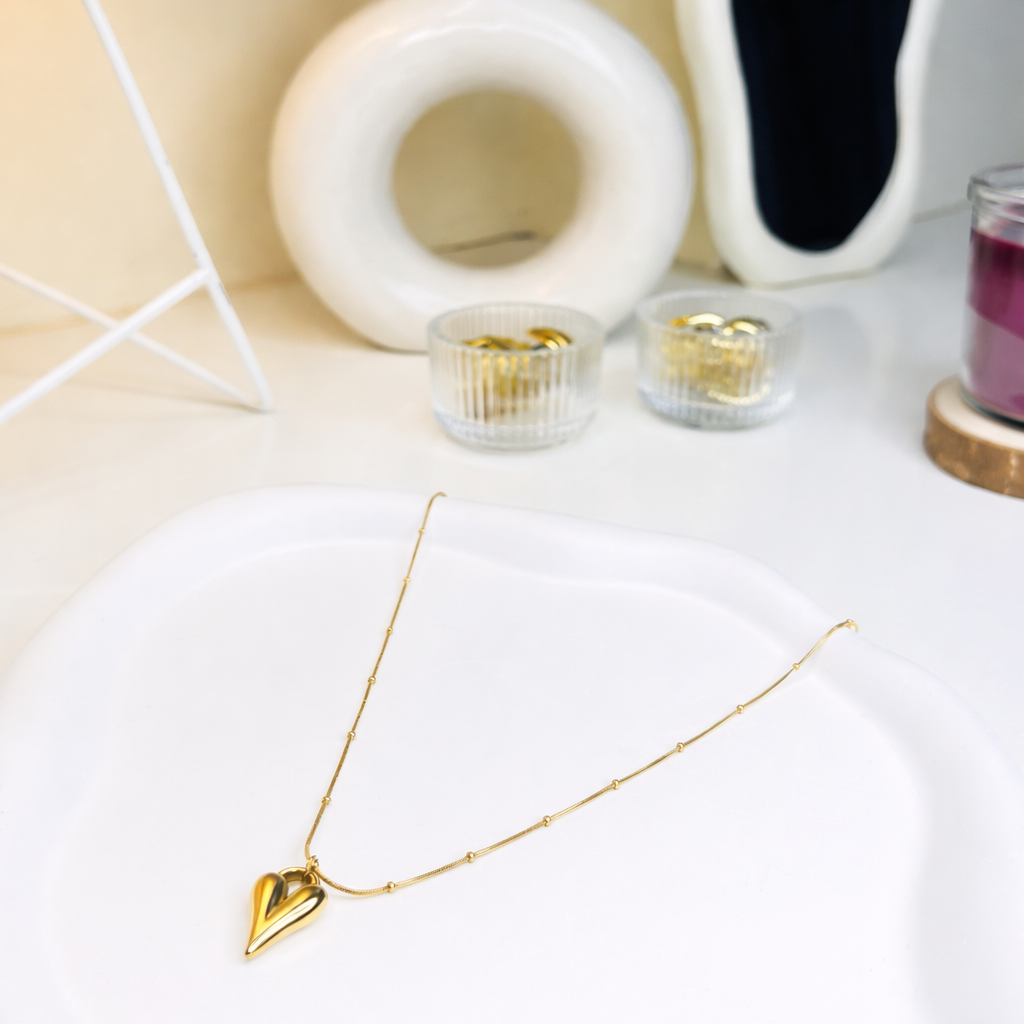 Golden Heart Charm Necklace