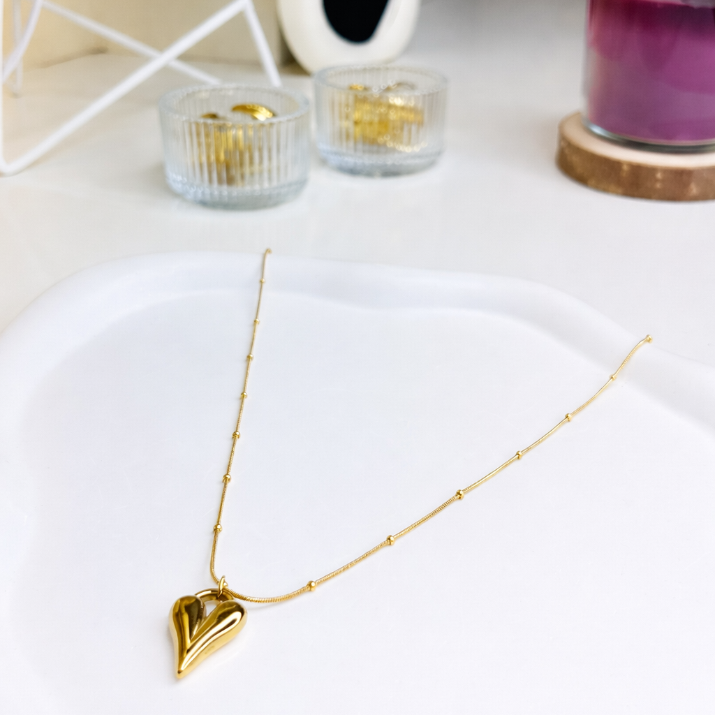 Golden Heart Charm Necklace