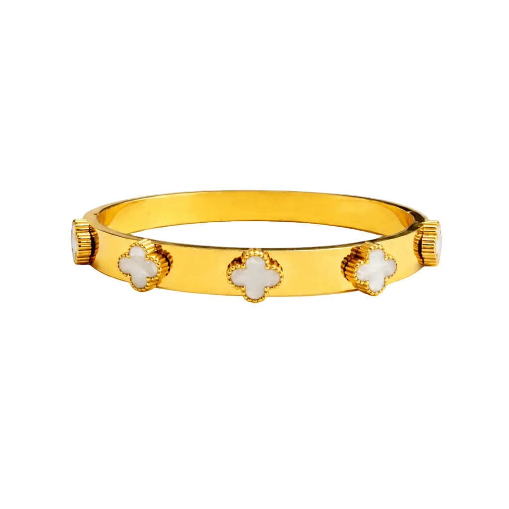 Clover Pearl Gold Kada