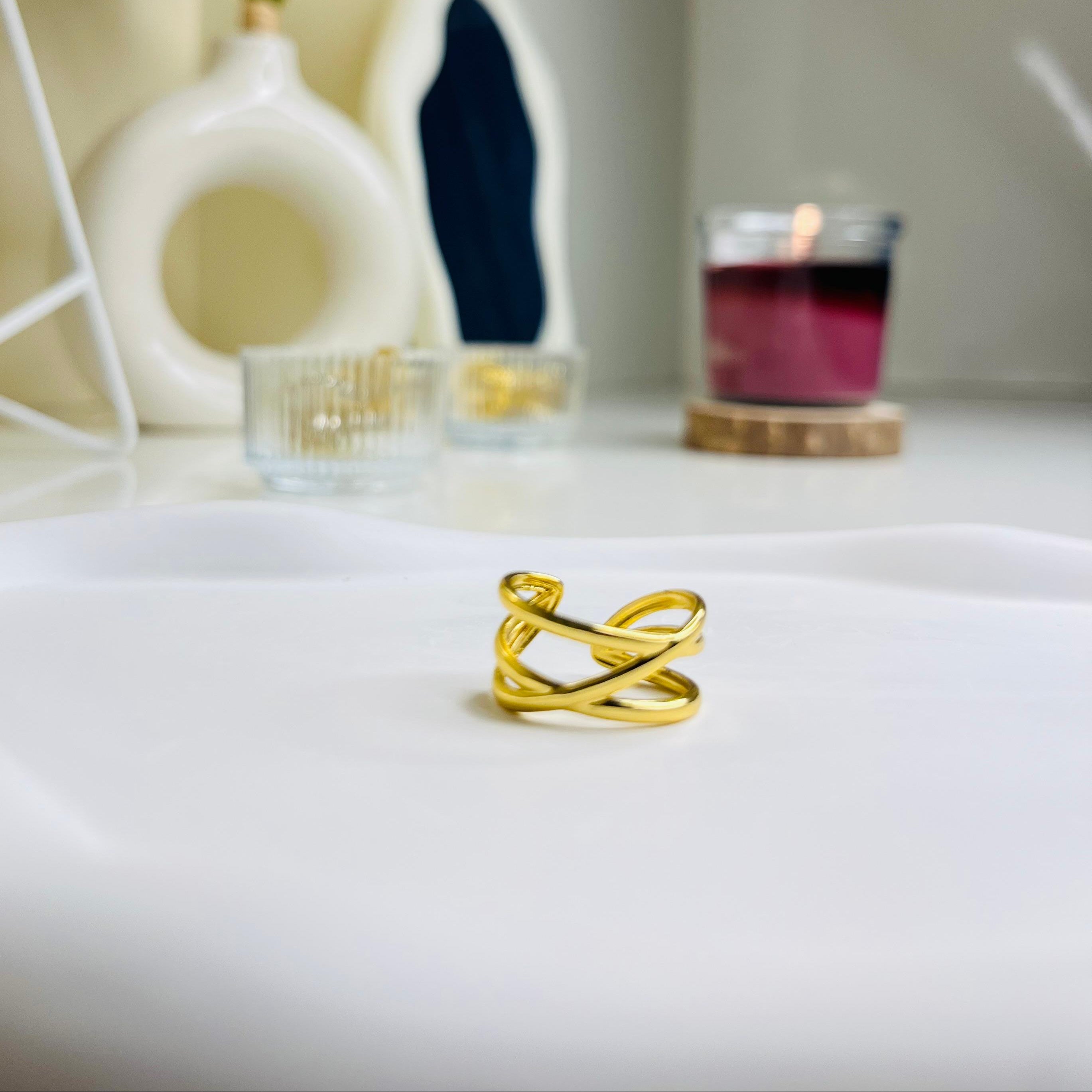 Golden Infinity Twist Ring
