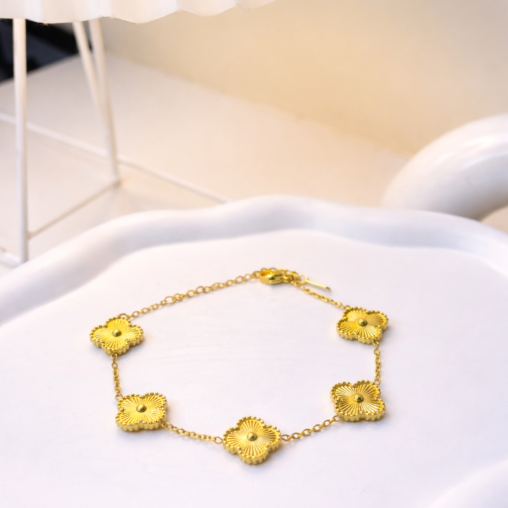 Golden Clover Charm Bracelet