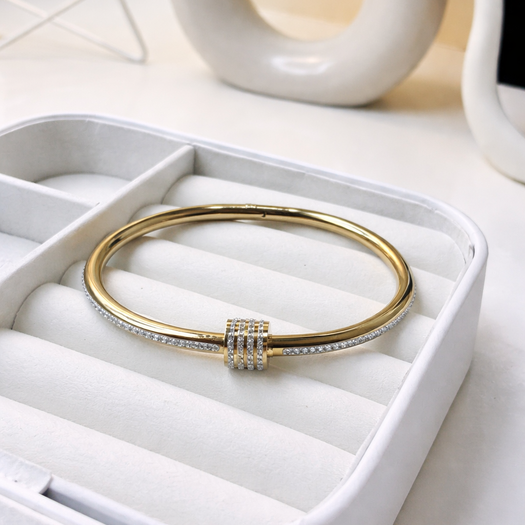 Crystal Accent Gold Bangle
