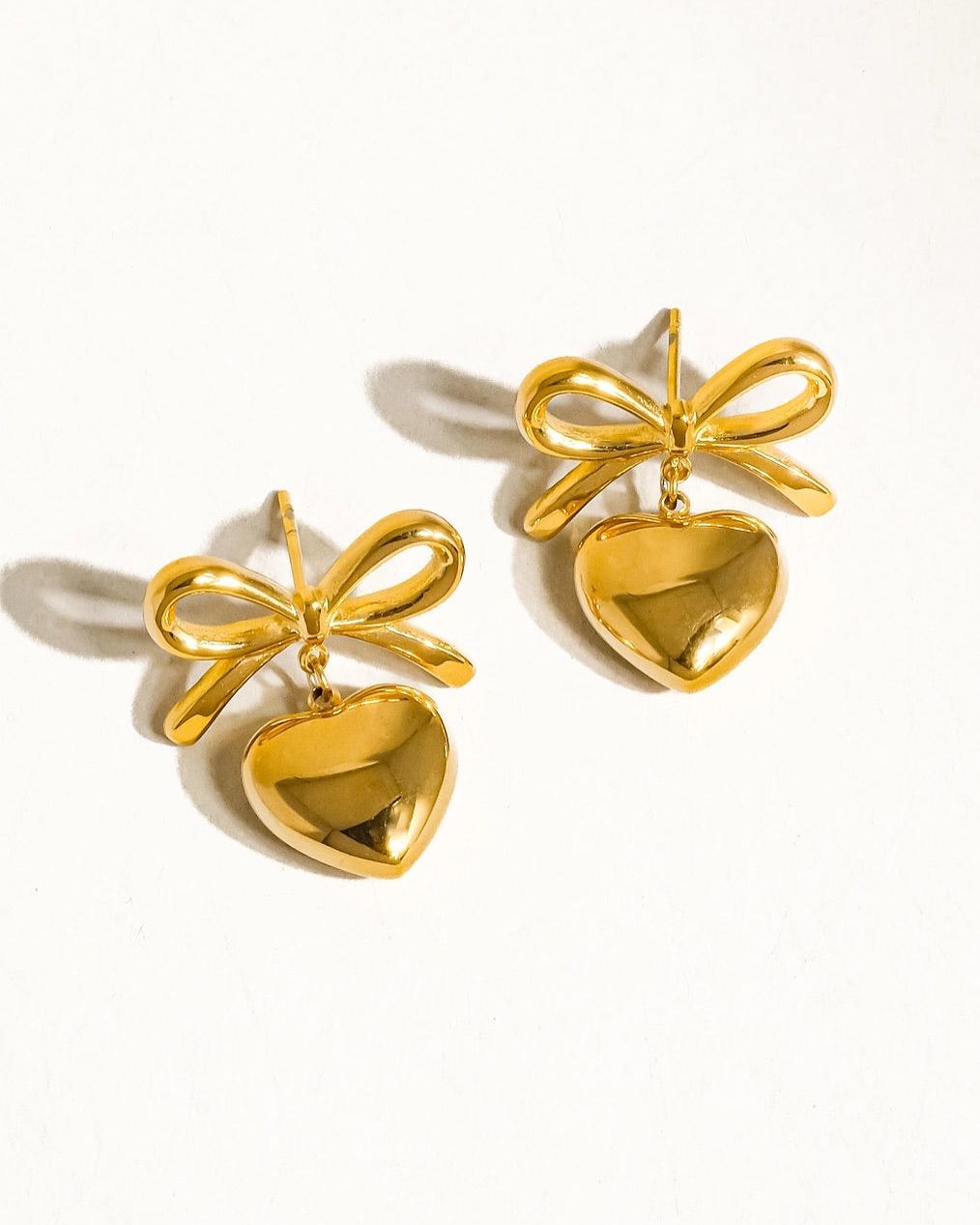 Coquette Bow Heart Earrings