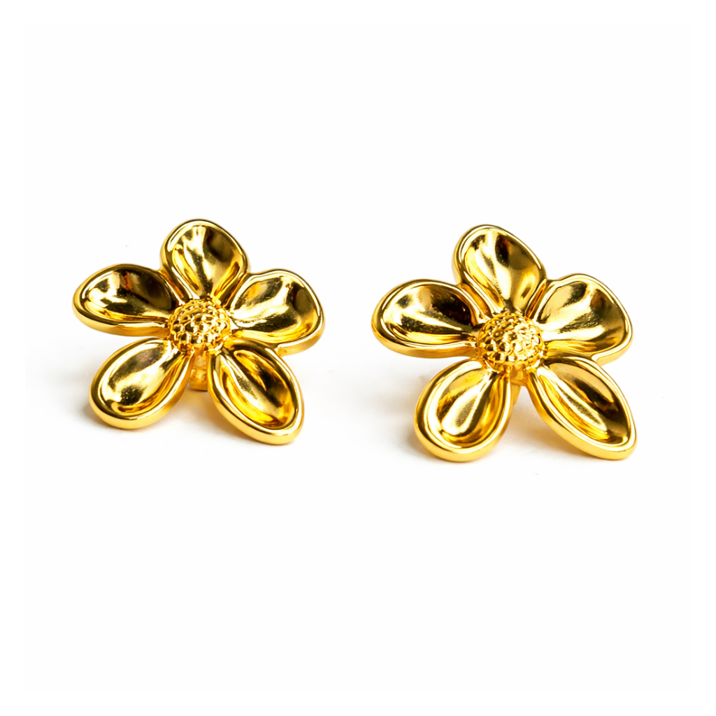 Golden Blossom Stud Earrings