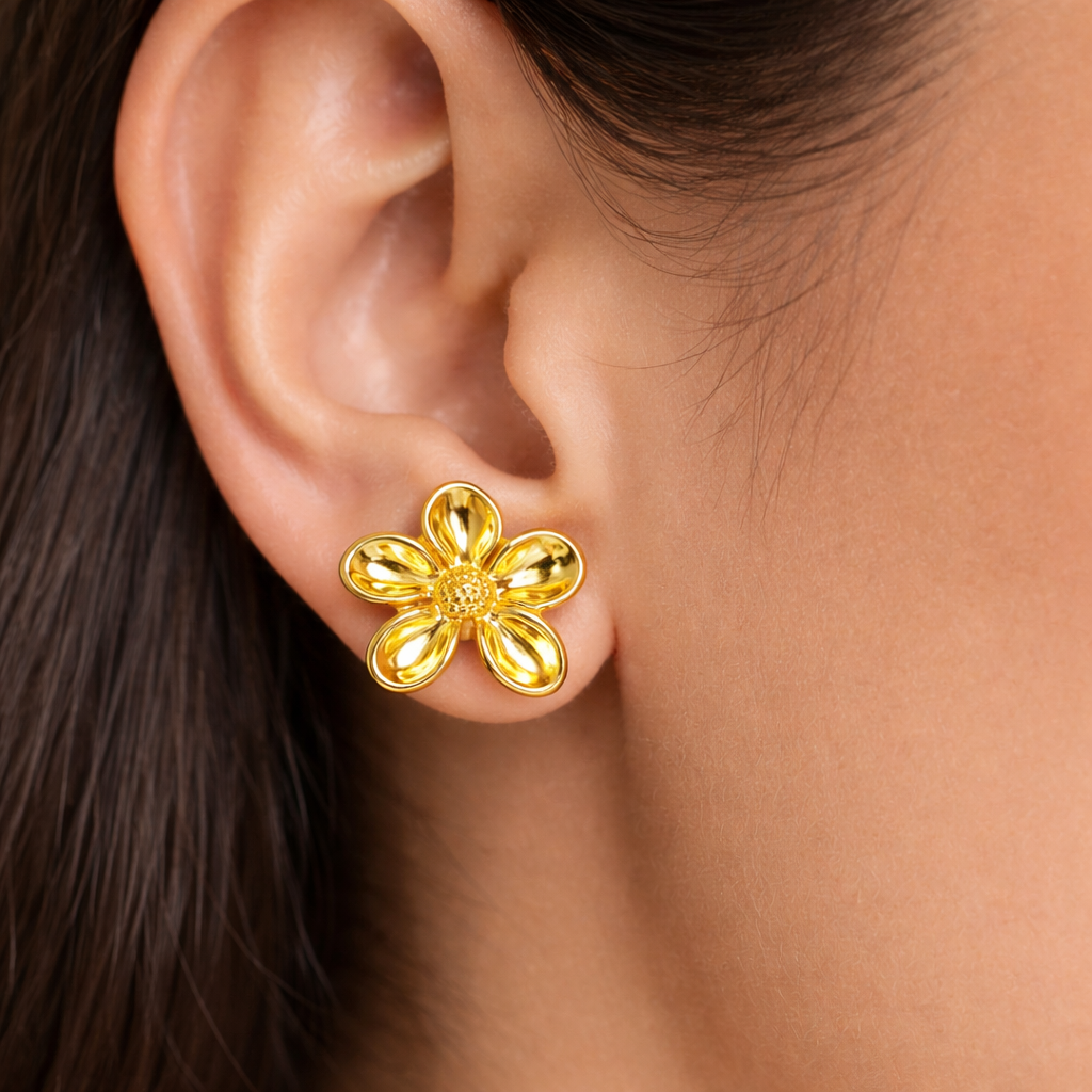 Golden Blossom Stud Earrings