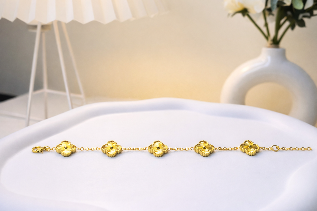 Golden Clover Charm Bracelet